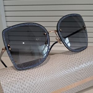 NWT Jimmy Choo Blue Glitter Sunglasses